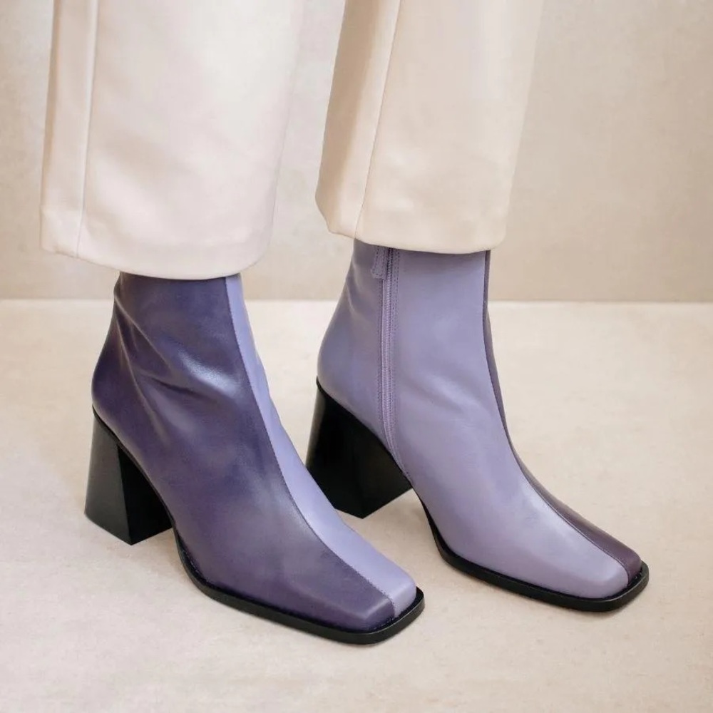 NEW Alohas South Bi-color Lilac Purple Ankle Boots - 40 Booties